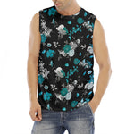 Blue Peony And Grey Rose Floral Print Men's Fitness Tank Top