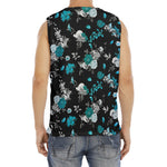 Blue Peony And Grey Rose Floral Print Men's Fitness Tank Top