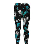 Blue Peony And Grey Rose Floral Print Men's leggings