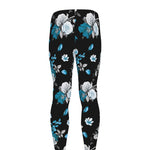 Blue Peony And Grey Rose Floral Print Men's leggings