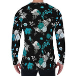 Blue Peony And Grey Rose Floral Print Men's Long Sleeve T-Shirt