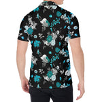 Blue Peony And Grey Rose Floral Print Men's Shirt