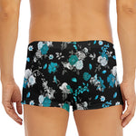 Blue Peony And Grey Rose Floral Print Men's Short Boxer Briefs