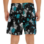 Blue Peony And Grey Rose Floral Print Men's Split Running Shorts