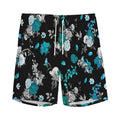 Blue Peony And Grey Rose Floral Print Men's Athletic Shorts