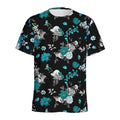 Blue Peony And Grey Rose Floral Print Men's Athletic T-Shirt