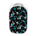 Blue Peony And Grey Rose Floral Print Mesh Laundry Hamper