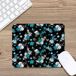 Blue Peony And Grey Rose Floral Print Mouse Pad
