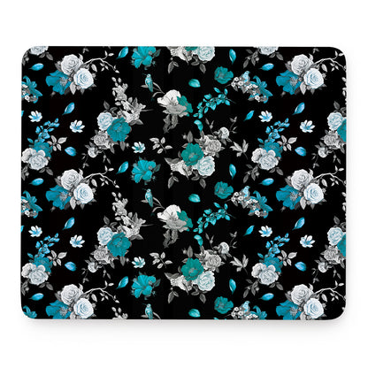 Blue Peony And Grey Rose Floral Print Mouse Pad