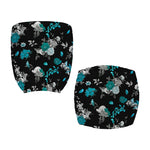 Blue Peony And Grey Rose Floral Print Office Chair Cover