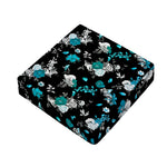 Blue Peony And Grey Rose Floral Print Outdoor Seat Cushion Cover
