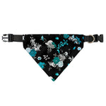 Blue Peony And Grey Rose Floral Print Over The Collar Dog Bandana