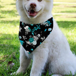 Blue Peony And Grey Rose Floral Print Over The Collar Dog Bandana