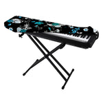 Blue Peony And Grey Rose Floral Print Piano Keyboard Cover