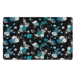 Blue Peony And Grey Rose Floral Print Polyester Doormat