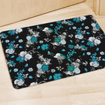 Blue Peony And Grey Rose Floral Print Polyester Doormat