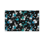 Blue Peony And Grey Rose Floral Print Polyester Flag