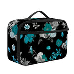 Blue Peony And Grey Rose Floral Print Portable Lunch Bag