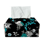 Blue Peony And Grey Rose Floral Print Rectangle Tissue Box Cover
