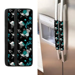 Blue Peony And Grey Rose Floral Print Refrigerator Handle Covers