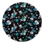 Blue Peony And Grey Rose Floral Print Round Blanket