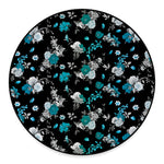 Blue Peony And Grey Rose Floral Print Round Floor Mat
