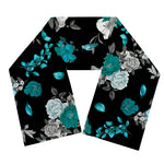 Blue Peony And Grey Rose Floral Print Scarf