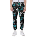 Blue Peony And Grey Rose Floral Print Joggers