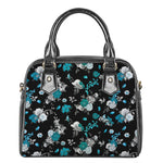 Blue Peony And Grey Rose Floral Print Shoulder Handbag