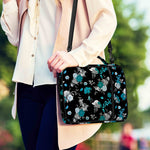 Blue Peony And Grey Rose Floral Print Shoulder Strap Bible Bag