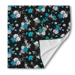 Blue Peony And Grey Rose Floral Print Silk Bandana