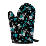 Blue Peony And Grey Rose Floral Print Single Oven Mitt