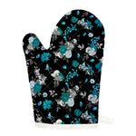 Blue Peony And Grey Rose Floral Print Single Oven Mitt