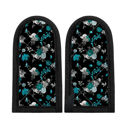 Blue Peony And Grey Rose Floral Print Skillet Handle Cover
