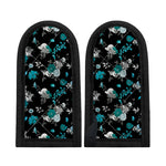 Blue Peony And Grey Rose Floral Print Skillet Handle Cover