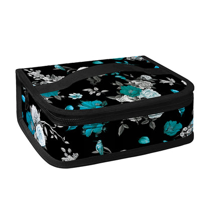 Blue Peony And Grey Rose Floral Print Small Lunch Bag