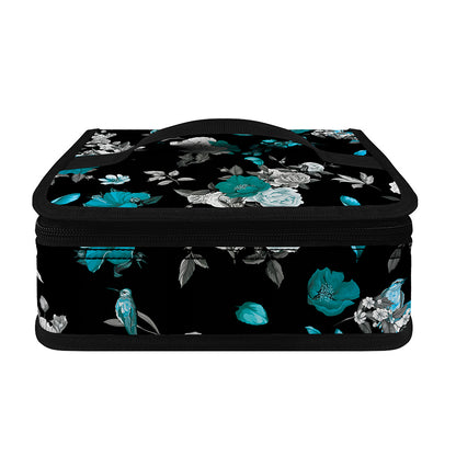 Blue Peony And Grey Rose Floral Print Small Lunch Bag