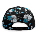 Blue Peony And Grey Rose Floral Print Snapback Cap