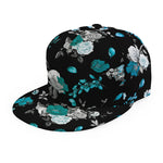 Blue Peony And Grey Rose Floral Print Snapback Cap
