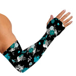Blue Peony And Grey Rose Floral Print Sun Protection Arm Sleeves