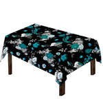 Blue Peony And Grey Rose Floral Print Tablecloth
