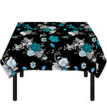 Blue Peony And Grey Rose Floral Print Tablecloth