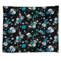 Blue Peony And Grey Rose Floral Print Tapestry