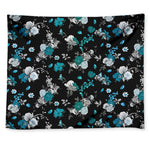 Blue Peony And Grey Rose Floral Print Tapestry
