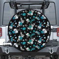 Blue Peony And Grey Rose Floral Print Tire Cover