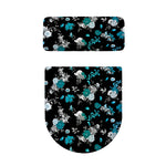 Blue Peony And Grey Rose Floral Print Toilet Lid And Tank Cover Set