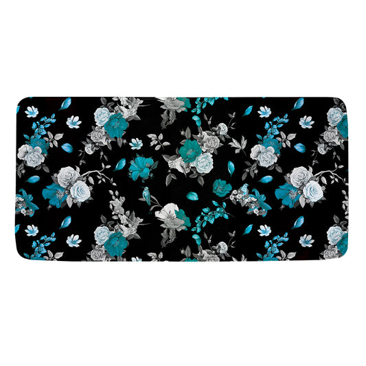 Blue Peony And Grey Rose Floral Print Towel