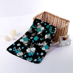 Blue Peony And Grey Rose Floral Print Towel