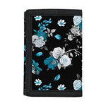 Blue Peony And Grey Rose Floral Print Trifold Wallet