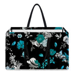 Blue Peony And Grey Rose Floral Print Utility Tote Bag
